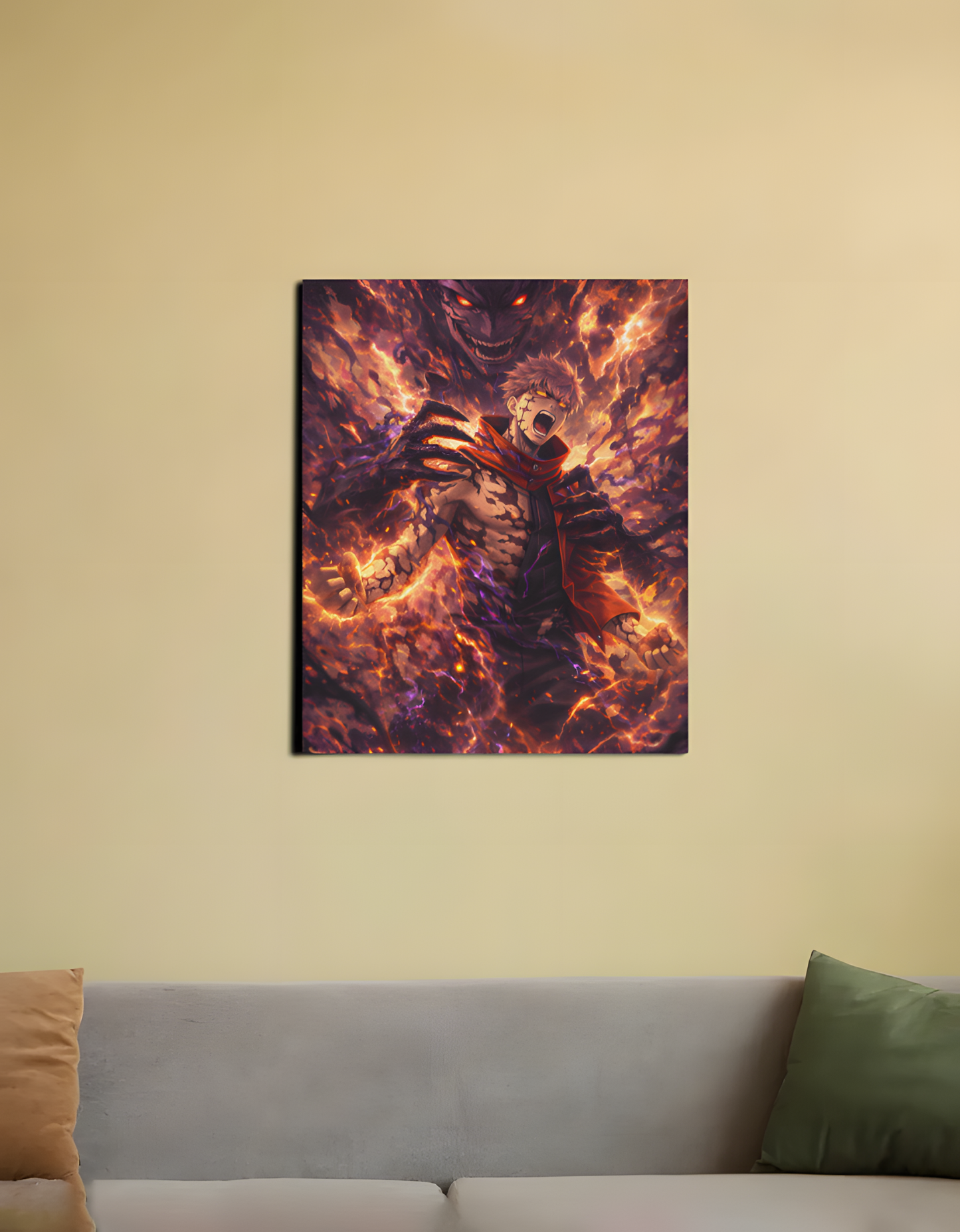 "The Vessel Unleashed" – Yuji Itadori & Sukuna Canvas Art (Size 16X20 Inch)