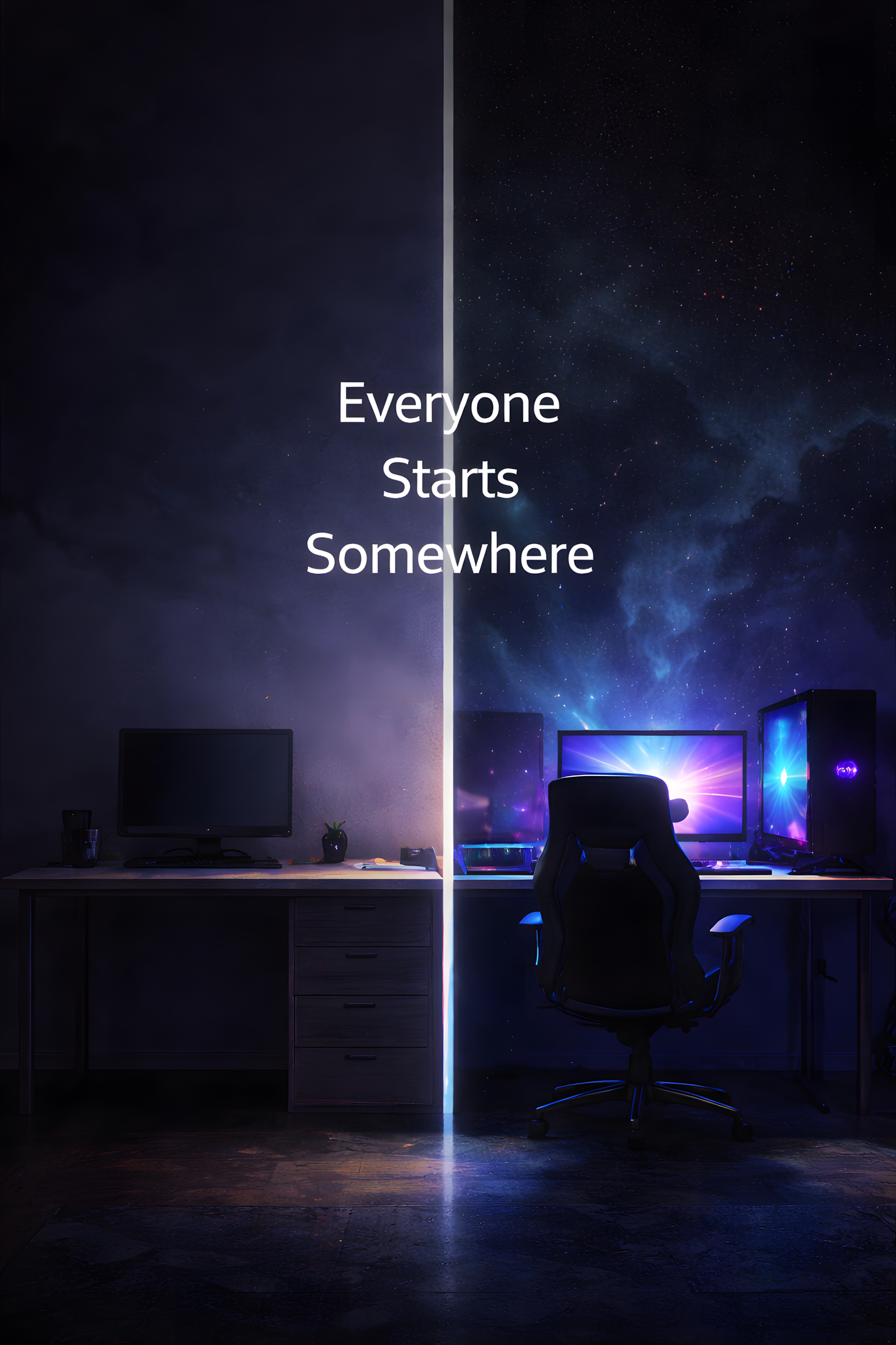 Everyone Starts Somewhere – Motivational Gaming Canvas Art