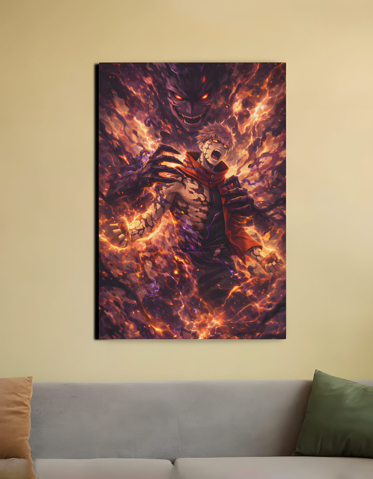 "The Vessel Unleashed" – Yuji Itadori & Sukuna Canvas Art (Size 20X30 Inch)