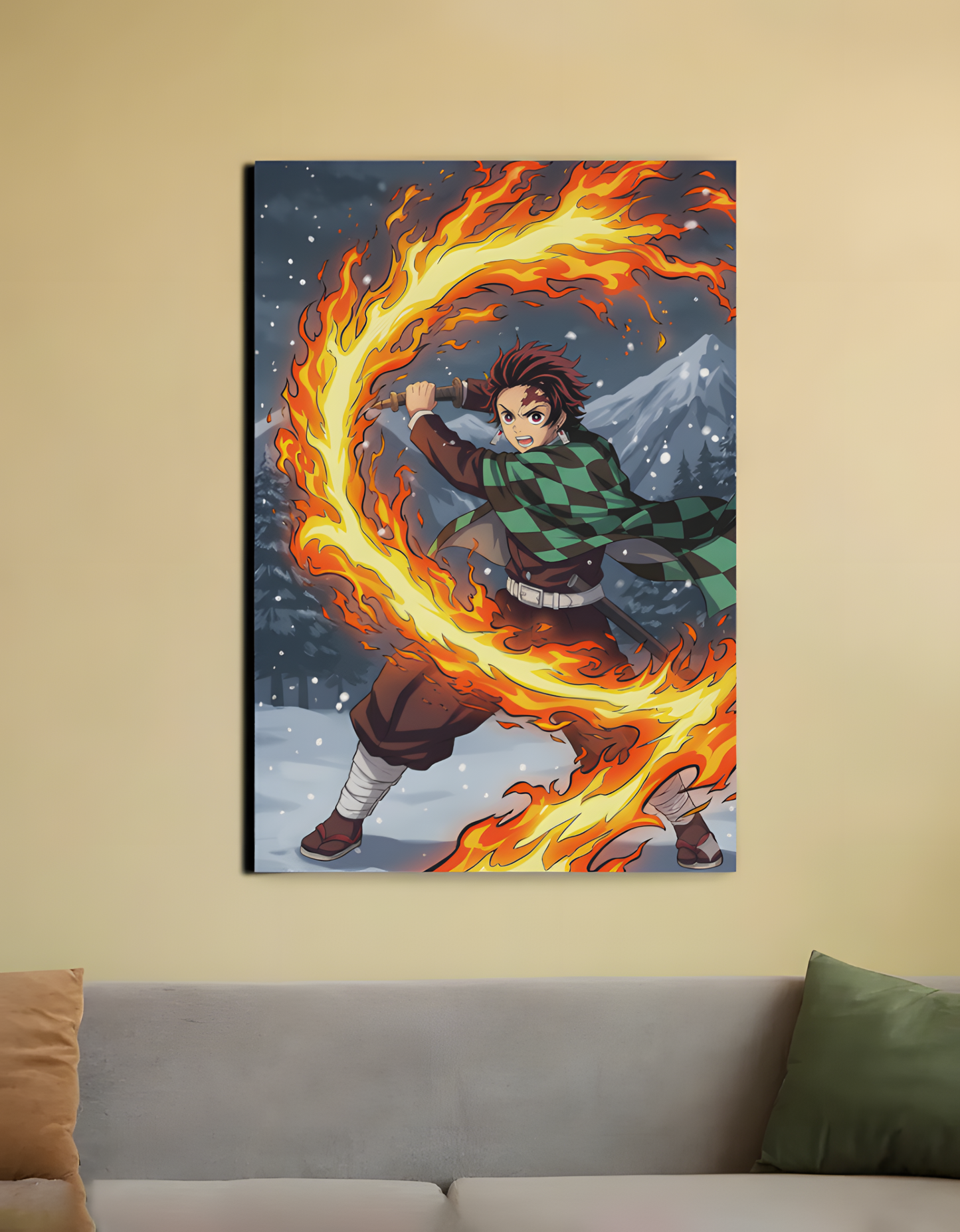 Tanjiro's Hinokami Kagura (Flame Sword Art) (Size 20X30 Inch)