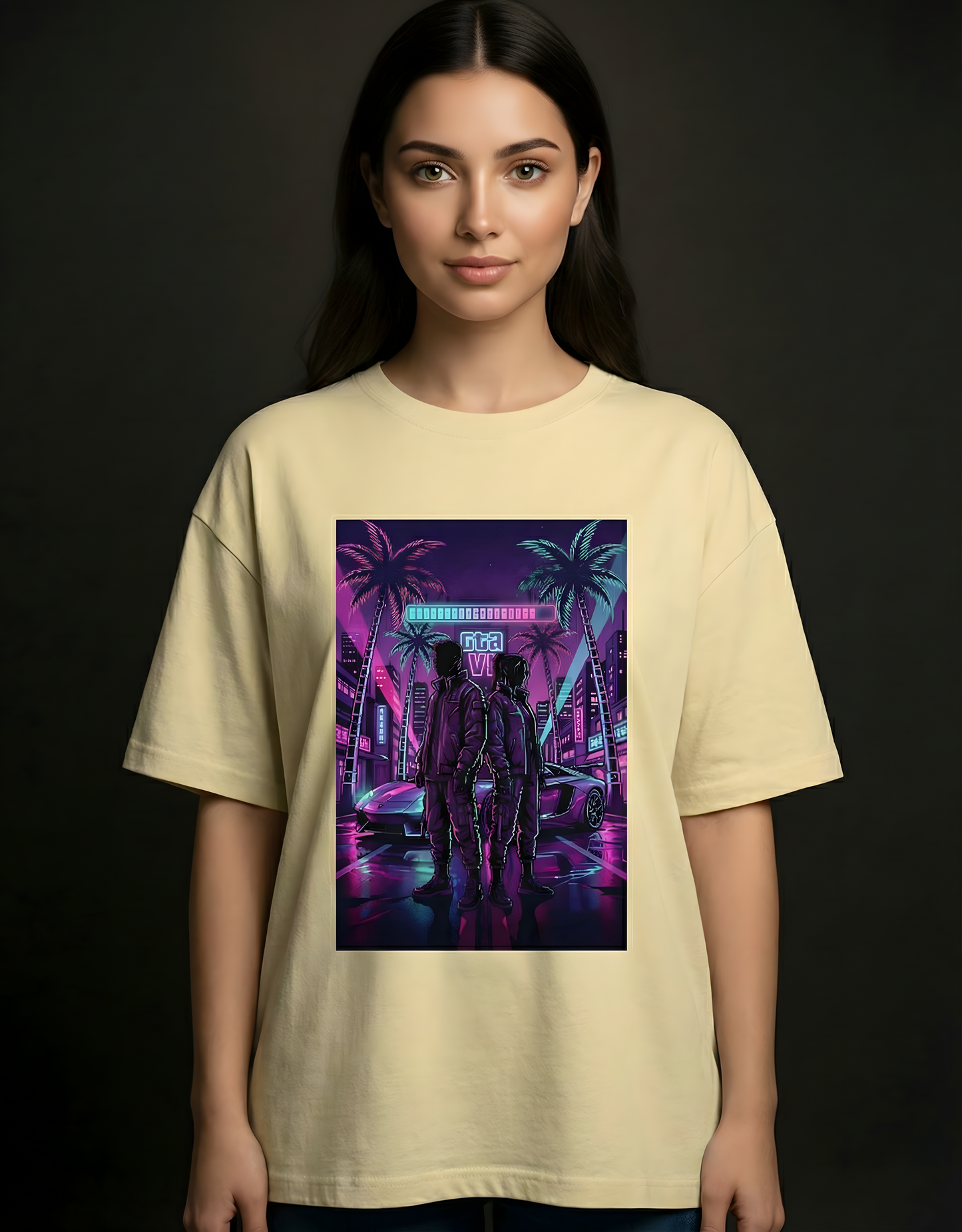 GTA VI Neon Nights  Unisex Oversized T-Shirt