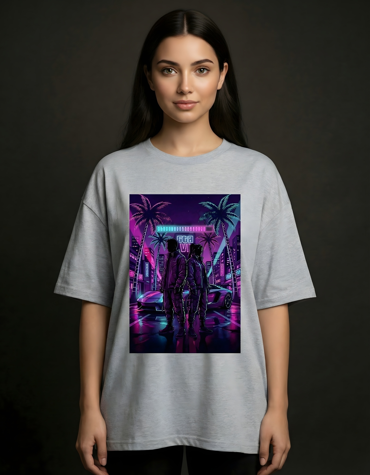 GTA VI Neon Nights  Unisex Oversized T-Shirt