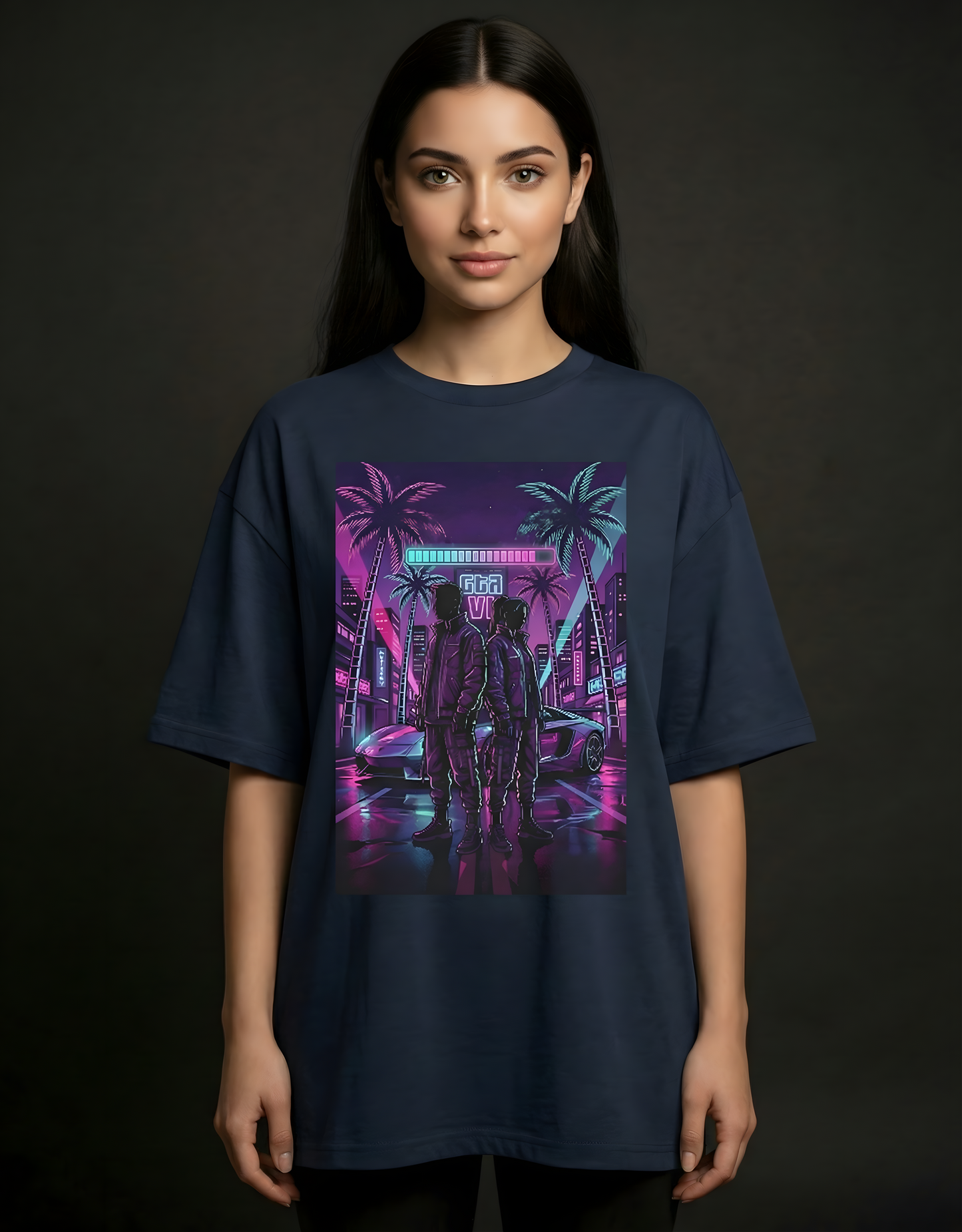 GTA VI Neon Nights  Unisex Oversized T-Shirt