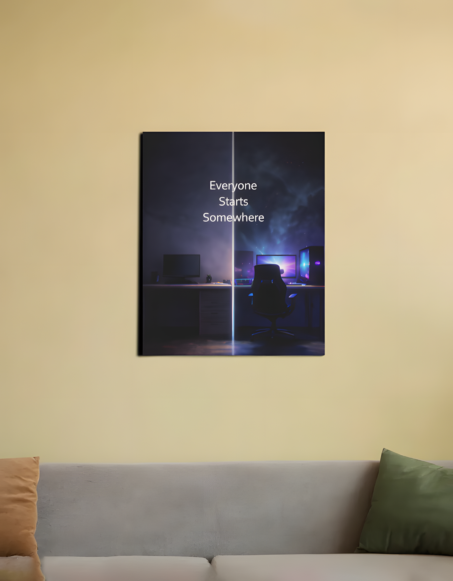 Everyone Starts Somewhere – Motivational Gaming Canvas Art