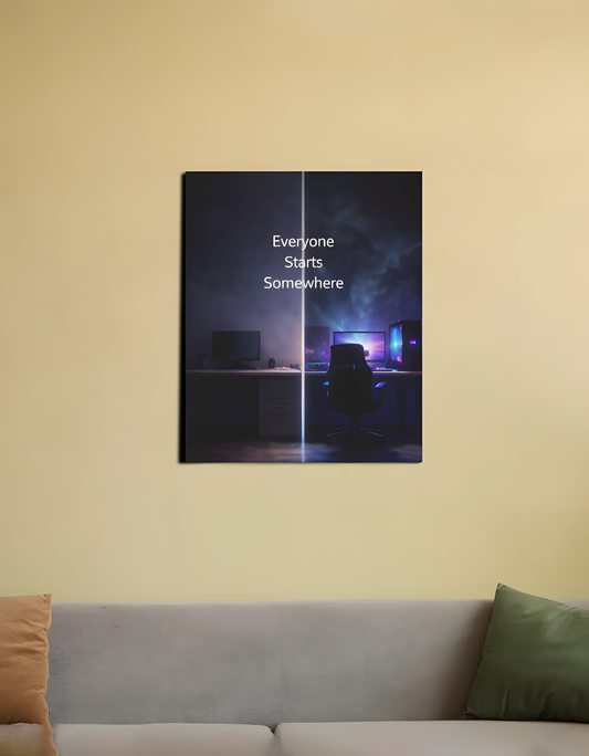 Everyone Starts Somewhere – Motivational Gaming Canvas Art
