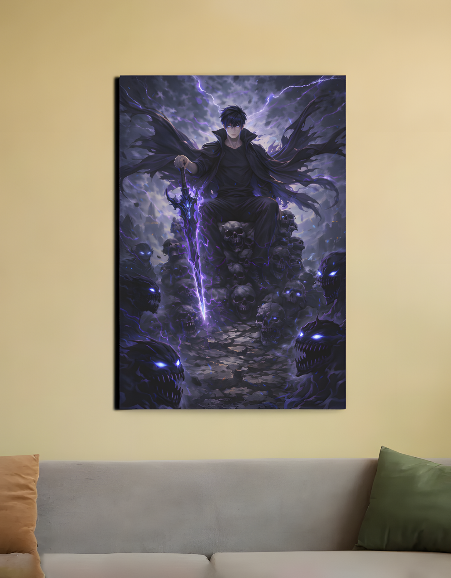 "The Shadow Monarch Ascends" – Sung Jin-Woo Canvas Art (Size 20X30 Inch)