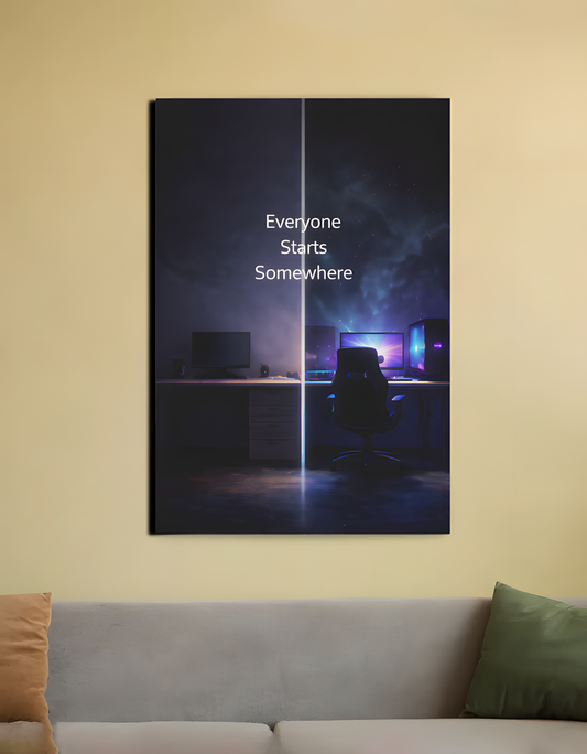 Everyone Starts Somewhere – Motivational Gaming Canvas Art