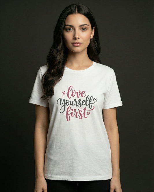 Love Yourself First" Aesthetic Graphic Tee | 100% Premium Cotton